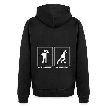 Dein Freund - Mein Freund - Fußballrennen - Unisex Premium Bio Zip Hoodie - Schwarz - Hinten - Nico (187cm)
