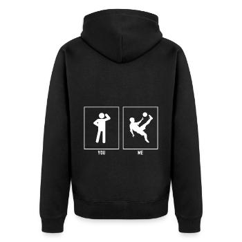 You - Me - Football Flip Kick - Unisex Premium Organic Zip Hoodie - black - Back - Nico (187cm)