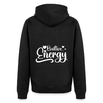 Positive Energie Yogaübung Yoga - Unisex Premium Bio Zip Hoodie - Schwarz - Hinten - Nico (187cm)