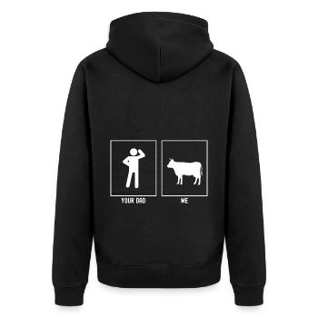 Ton Père - Moi - Ferme Taureau - Veste à capuche bio Premium Unisexe - noir - Dos - Nico (187cm)