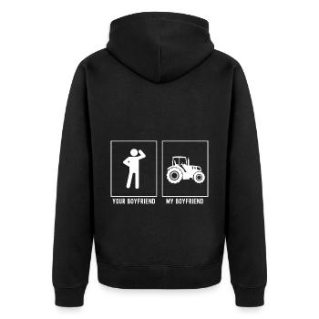 Votre ami - Mon ami - T agricole - Veste à capuche bio Premium Unisexe - noir - Dos - Nico (187cm)