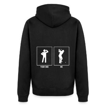 Ton père - Moi - Joue au golf - Veste à capuche bio Premium Unisexe - noir - Dos - Nico (187cm)