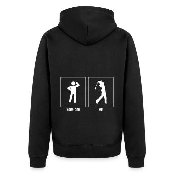 Ton père - Moi - Golf - Veste à capuche bio Premium Unisexe - noir - Dos - Nico (187cm)