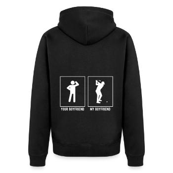 Votre ami - Mon ami - Golf Tee Off - Veste à capuche bio Premium Unisexe - noir - Dos - Nico (187cm)