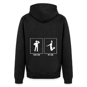 Dein Sohn - Mein Sohn - Basketball-Vektor - Unisex Premium Bio Zip Hoodie - Schwarz - Hinten - Nico (187cm)