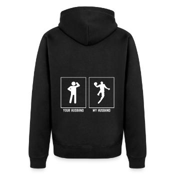 Her Husband - My Husband - Basketball Player Dun - Unisex Premium Organic Zip Hoodie - black - Back - Nico (187cm)