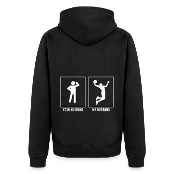 Her Husband - My Husband - Basketball Athlete Dun - Unisex Premium Organic Zip Hoodie - black - Back - Nico (187cm)