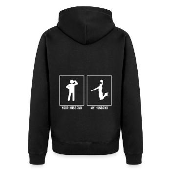 Her Husband - My Husband - Awesome Basketball You - Unisex Premium Organic Zip Hoodie - black - Back - Nico (187cm)