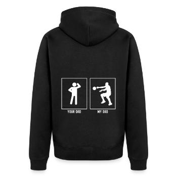 Ton père - Mon père - Basketball Pass - Veste à capuche bio Premium Unisexe - noir - Dos - Nico (187cm)