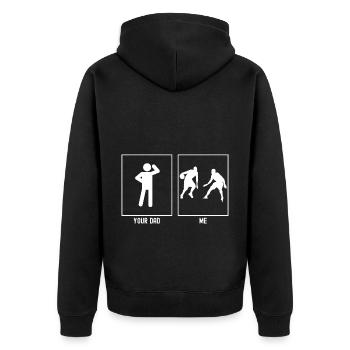 Dein Vater - Ich - Basketballspieler - Unisex Premium Bio Zip Hoodie - Schwarz - Hinten - Nico (187cm)