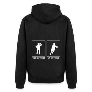 Dein Freund - Mein Freund - Basketballspieler - Unisex Premium Bio Zip Hoodie - Schwarz - Hinten - Nico (187cm)