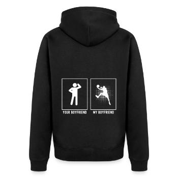 Your Friend - My Friend - Basketball Jump - Unisex Premium Organic Zip Hoodie - black - Back - Nico (187cm)