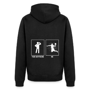 Dein Freund - Ich - Basketball Vektor - Unisex Premium Bio Zip Hoodie - Schwarz - Hinten - Nico (187cm)