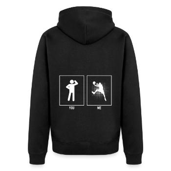 Du - Ich - Basketball Gepunktete Linien - Unisex Premium Bio Zip Hoodie - Schwarz - Hinten - Nico (187cm)