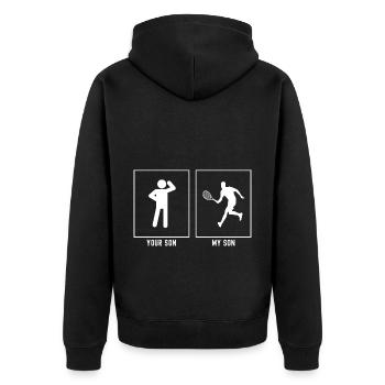 Ton fils - Mon fils - Coureur de tennis - Veste à capuche bio Premium Unisexe - noir - Dos - Nico (187cm)