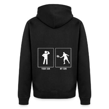 Your Son - My Son - Tennis Illustration - Unisex Premium Organic Zip Hoodie - black - Back - Nico (187cm)