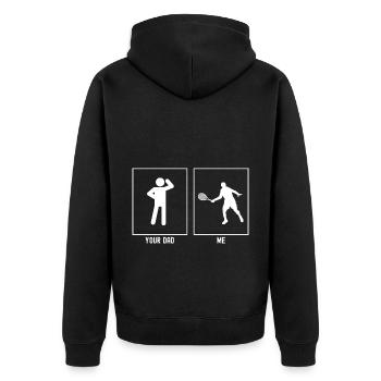 Ton père - Moi - Joueur de tennis - Veste à capuche bio Premium Unisexe - noir - Dos - Nico (187cm)
