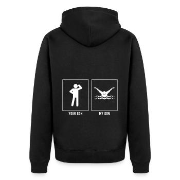 Your son - My son - Swimming with goggles - Unisex Premium Organic Zip Hoodie - black - Back - Nico (187cm)