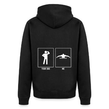 Ton père - Moi - Nageur - Veste à capuche bio Premium Unisexe - noir - Dos - Nico (187cm)