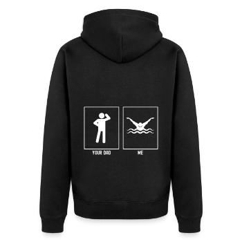 Ton père - Moi - Extreme Swimming - Veste à capuche bio Premium Unisexe - noir - Dos - Nico (187cm)
