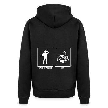 Ihr Ehemann - Ich - Boxen Block - Unisex Premium Bio Zip Hoodie - Schwarz - Hinten - Nico (187cm)