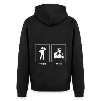 Dein Vater - Mein Vater - Boxen Amateur Kämpfer - Unisex Premium Bio Zip Hoodie - Schwarz - Hinten - Nico (187cm)