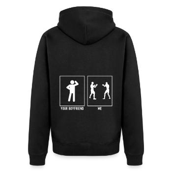 Votre ami - Moi - Combat de boxe - Veste à capuche bio Premium Unisexe - noir - Dos - Nico (187cm)
