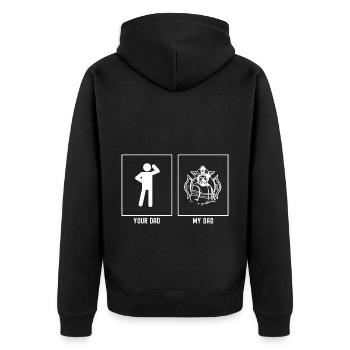 Your Father - My Father - Fire Brigade - Unisex Premium Organic Zip Hoodie - black - Back - Nico (187cm)