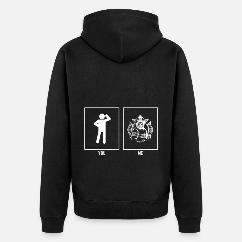Vous - Moi - Emblème des pompiers - Veste à capuche bio Premium Unisexe - noir