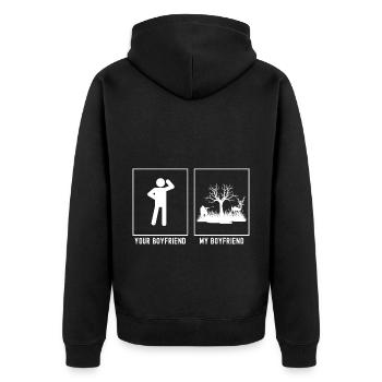 Your Friend - My Friend - Hunting Deer - Unisex Premium Organic Zip Hoodie - black - Back - Nico (187cm)