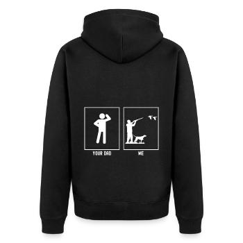 Your Father - Me - Duck Hunter - Unisex Premium Organic Zip Hoodie - black - Back - Nico (187cm)