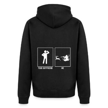 Your Friend - Me - Hunting - Unisex Premium Organic Zip Hoodie - black - Back - Nico (187cm)