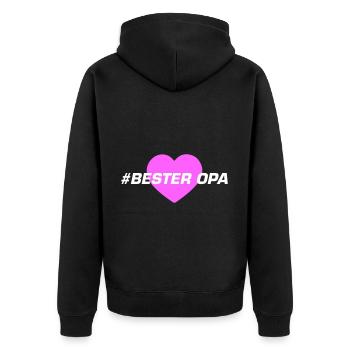 Bester Opa Herz Liebe - Unisex Premium Bio Zip Hoodie - Schwarz - Hinten - Nico (187cm)