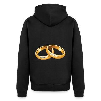 Anneaux de mariage symbole mariage - Veste à capuche bio Premium Unisexe - noir - Dos - Nico (187cm)