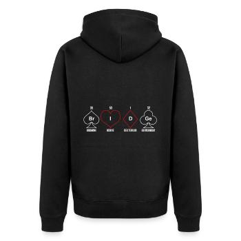 Bridge Card Game Gift - Unisex Premium Organic Zip Hoodie - black - Back - Nico (187cm)