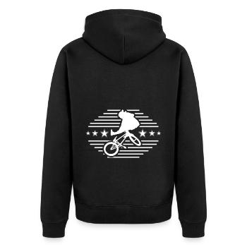 BMX Fahrer - Unisex Premium Bio Zip Hoodie - Schwarz - Hinten - Nico (187cm)