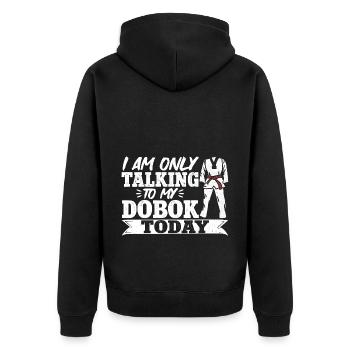 TKD Korean Martial Arts Tae Kwon - Unisex Premium Bio Zip Hoodie - Schwarz - Hinten - Nico (187cm)