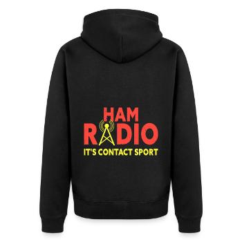 Ham Radio It's Contact Sport Funny Amateur Ham - Unisex Premium Organic Zip Hoodie - black - Back - Nico (187cm)