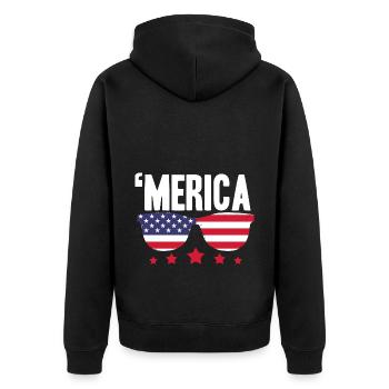 America Sunglasses USA Merica July 4 - Unisex Premium Organic Zip Hoodie - black - Back - Nico (187cm)