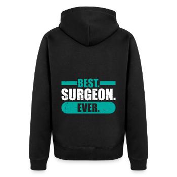 Chirurg - Unisex Premium Bio Zip Hoodie - Schwarz - Hinten - Nico (187cm)