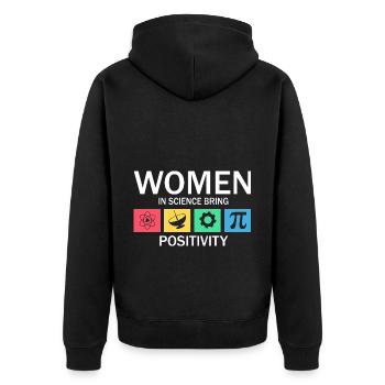 Professorin Steminist Designs für Equality Stem - Unisex Premium Bio Zip Hoodie - Schwarz - Hinten - Nico (187cm)