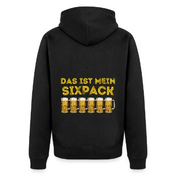 Das ist mein Sixpack Bier Saufen Prost Party Funny - Unisex Premium Bio Zip Hoodie - Schwarz - Hinten - Nico (187cm)