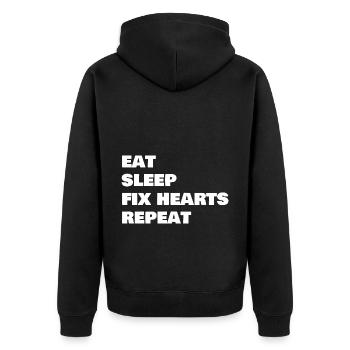 Manger Sleep Fix Hearts Repeart Drôle de cardiologie - Veste à capuche bio Premium Unisexe - noir - Dos - Nico (187cm)