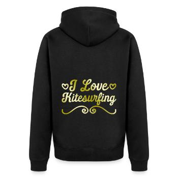 I love kitesurfing - Unisex Premium Organic Zip Hoodie - black - Back - Nico (187cm)