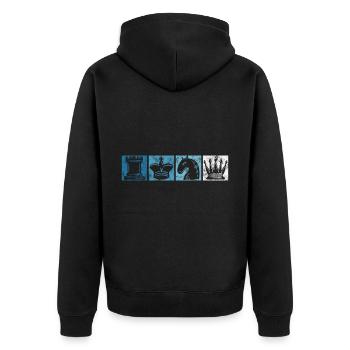 Retro Schachspieler Schachmatt Schach Schachfigur - Unisex Premium Bio Zip Hoodie - Schwarz - Hinten - Nico (187cm)