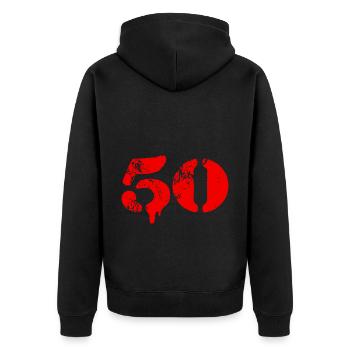 50 number symbol - Unisex Premium Organic Zip Hoodie - black - Back - Nico (187cm)