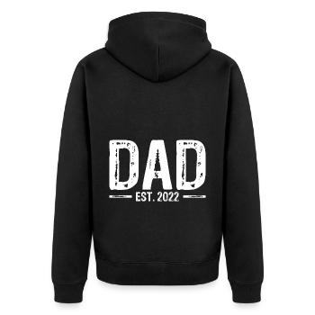 DAD est. 2022 Geschenk Papa werdender Vater 2022 G - Unisex Premium Bio Zip Hoodie - Schwarz - Hinten - Nico (187cm)