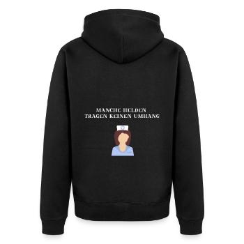 Krankenschwester Heldin Geschenkidee - Unisex Premium Bio Zip Hoodie - Schwarz - Hinten - Nico (187cm)
