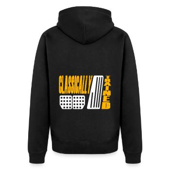 Manuelle Gangschaltung Knüppelschaltung - Unisex Premium Bio Zip Hoodie - Schwarz - Hinten - Nico (187cm)
