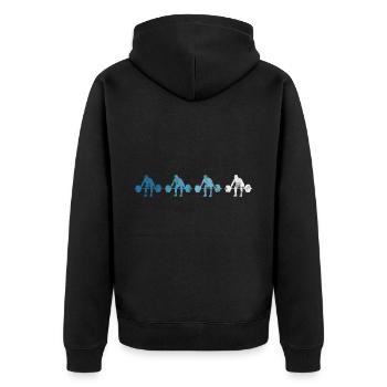 Bodybuilding Bodybuilder GYM Fitnessstudio Retro - Unisex Premium Bio Zip Hoodie - Schwarz - Hinten - Nico (187cm)